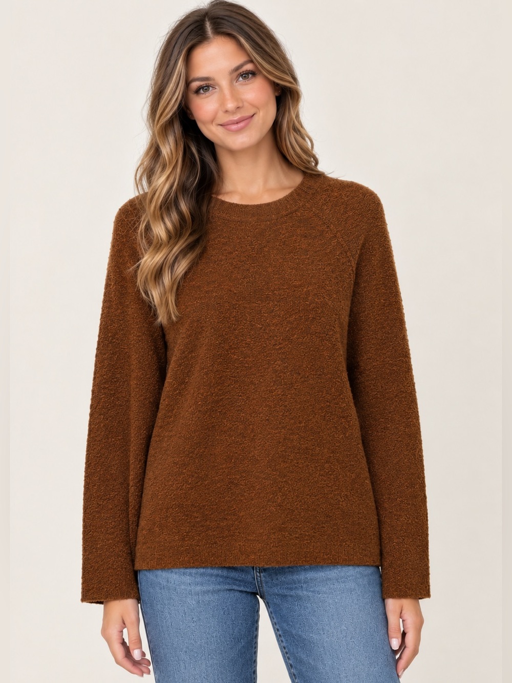 Cozy Women's Brown Crewneck Sweater Size Large